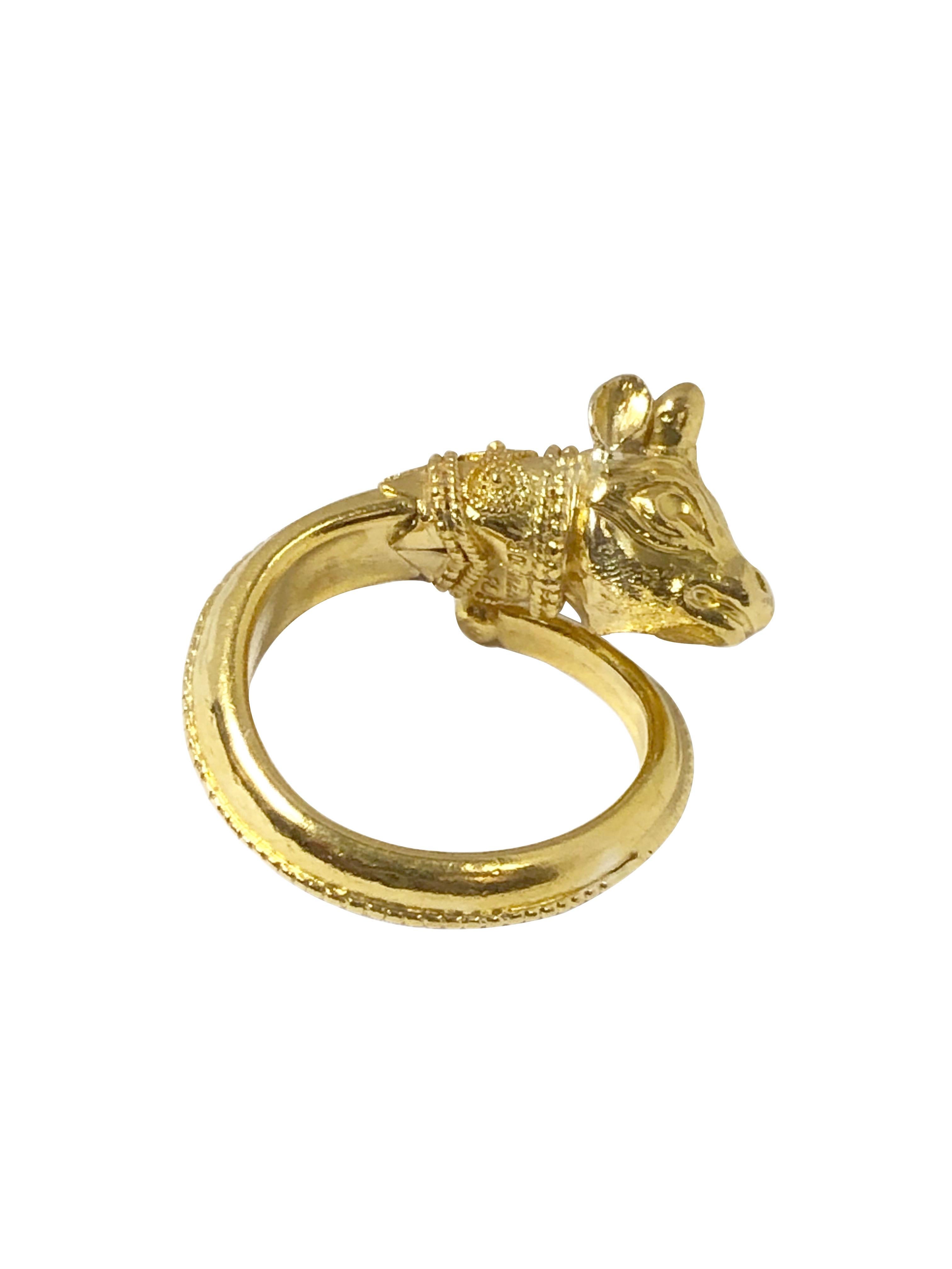 Lalaounis Antike Stil Rams Kopf Gelbgold Ring für Damen oder Herren im Angebot