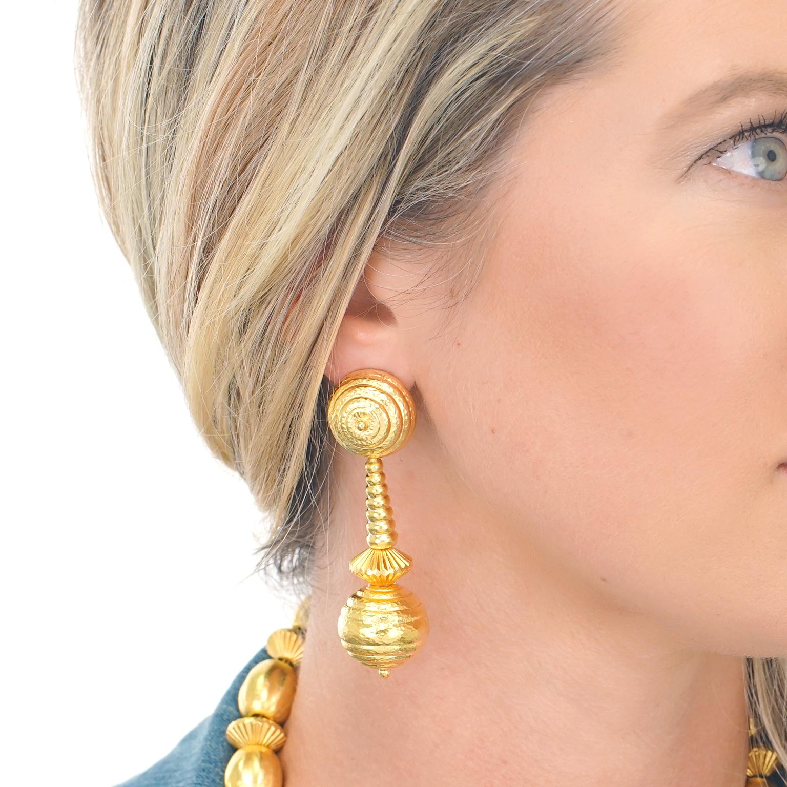 Women's Lalaounis Bold Long Gold Earrings