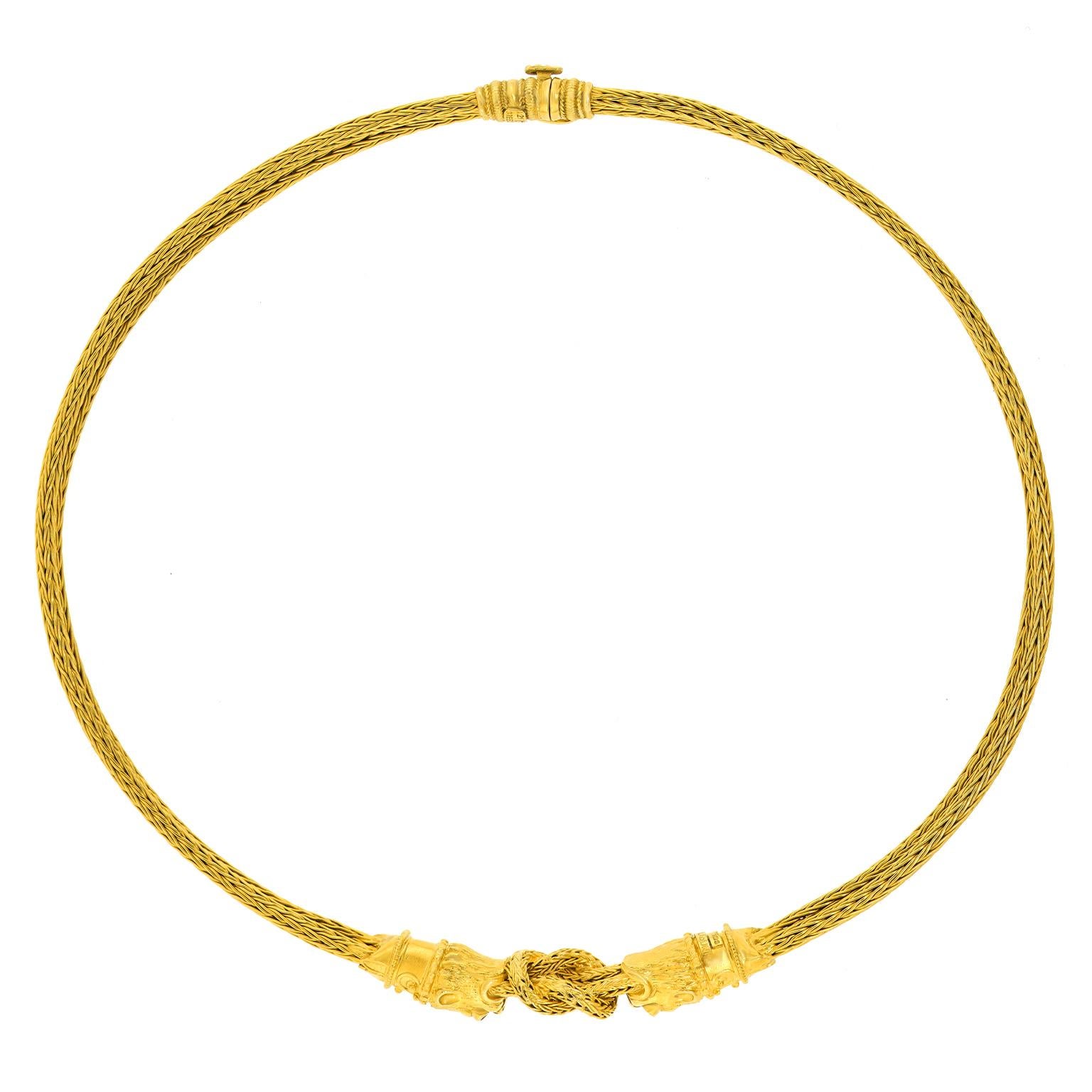 Collana con leone d'oro intrecciato Lalaounis in vendita 3