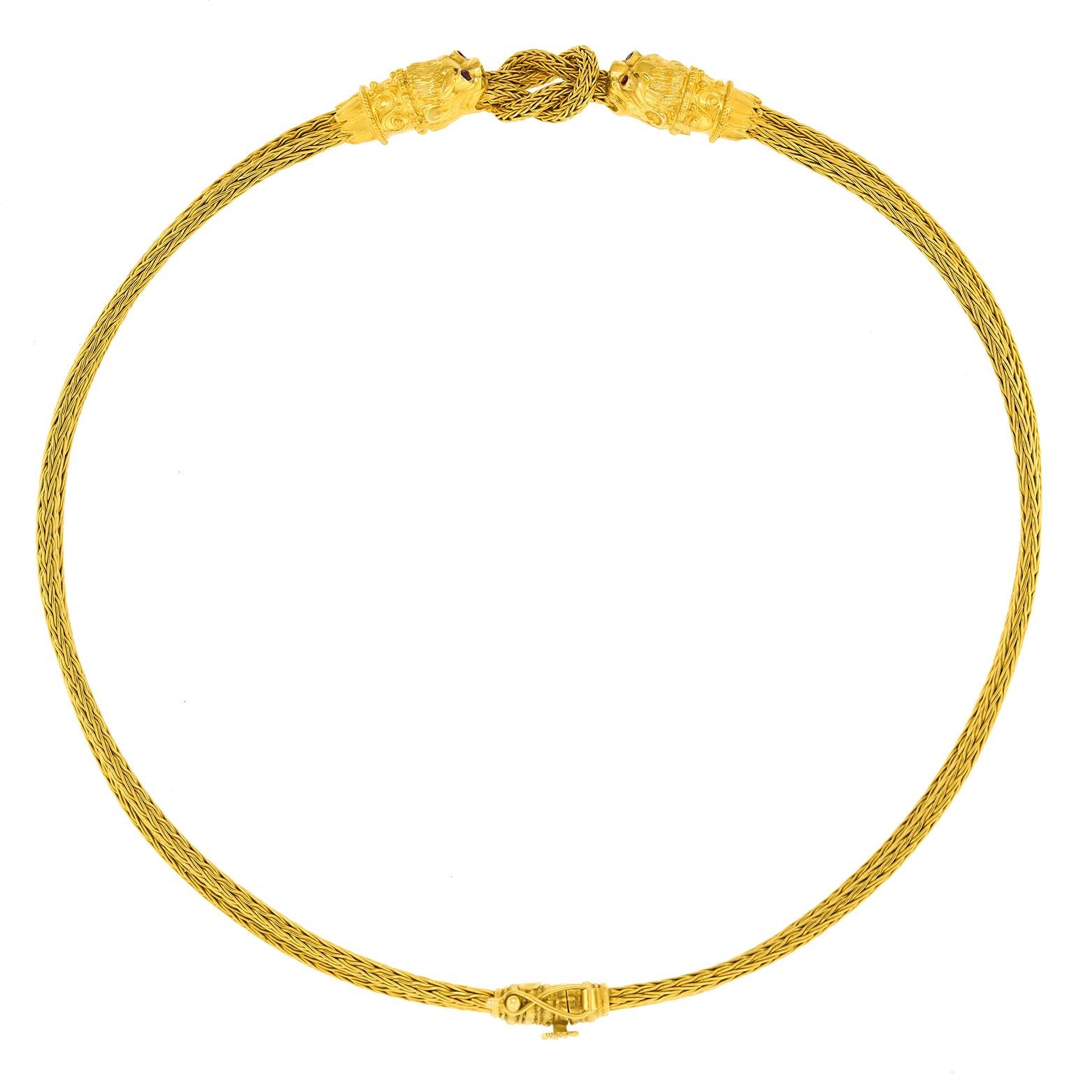 Collana con leone d'oro intrecciato Lalaounis in vendita 5