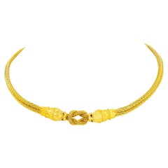 Lalaounis Braided Gold Lion Necklace