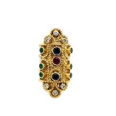 Anillo Mosaico Bizantino Lalaounis, Engastado con Esmeraldas, Rubí, Zafiros y Diamantes