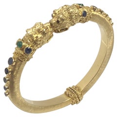 Lalaounis Chimera Yellow Gold and Gem Set Bangle Bracelet