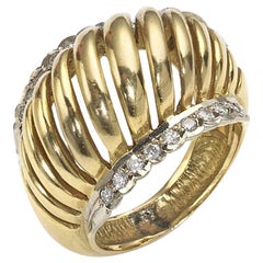 Lalaounis Diamond Gold Domed Ring