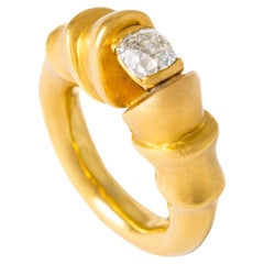 Retro Lalaounis Diamond Gold Ring