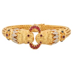 Lalaounis Double Lion Head Bracelet in 18k Yellow Gold