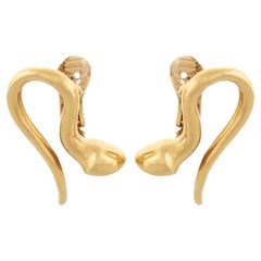 Vintage LALAOUNIS Estate 18k Gold Abstract Snake Earrings