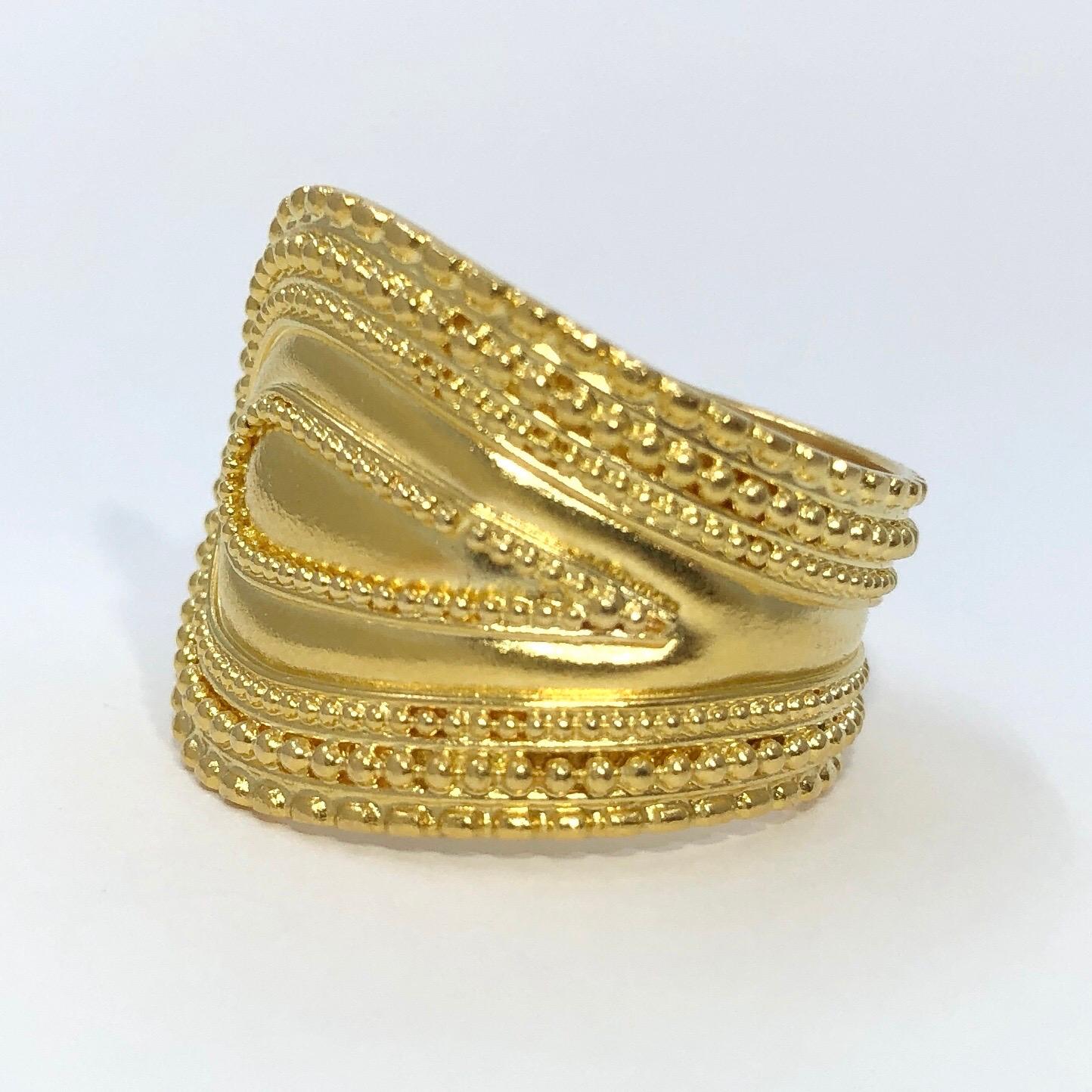 Lalaounis Etruscan Style Gold Band Ring In Excellent Condition In Palm Beach, FL