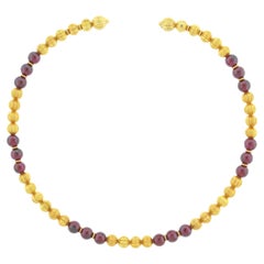 Lalaounis Gold and Garnet Bead Choker Necklace