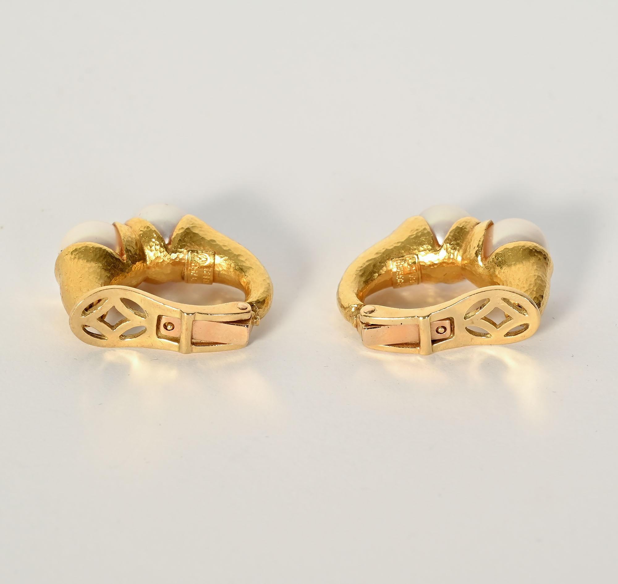 Uncut Lalaounis Gold and Pearl Earrings For Sale