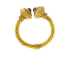 LALAoUNIS Gold Cuff Bangle bracelet with Cab Sapphires