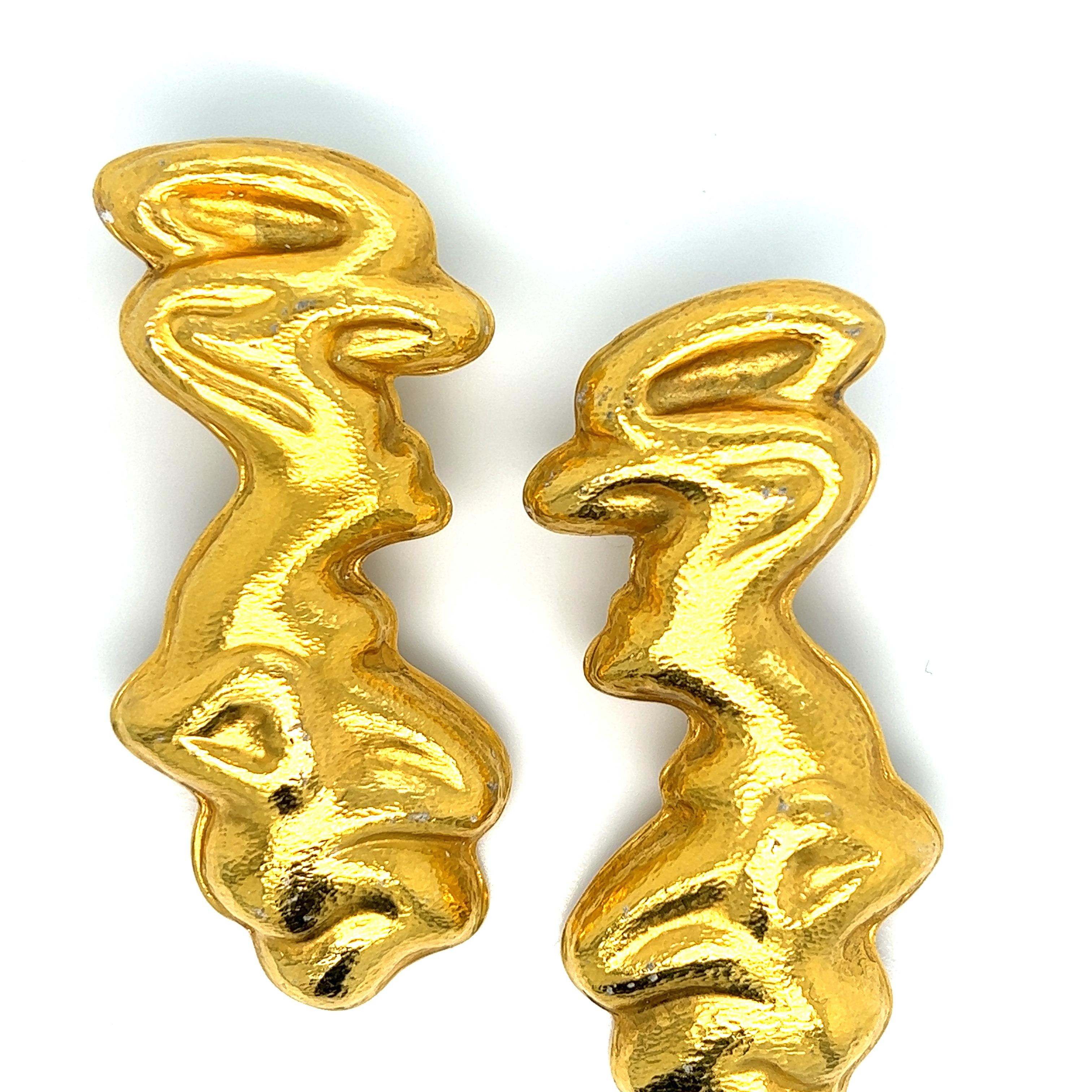 Lalaounis Gold Drop Earrings  In Excellent Condition For Sale In New York, NY