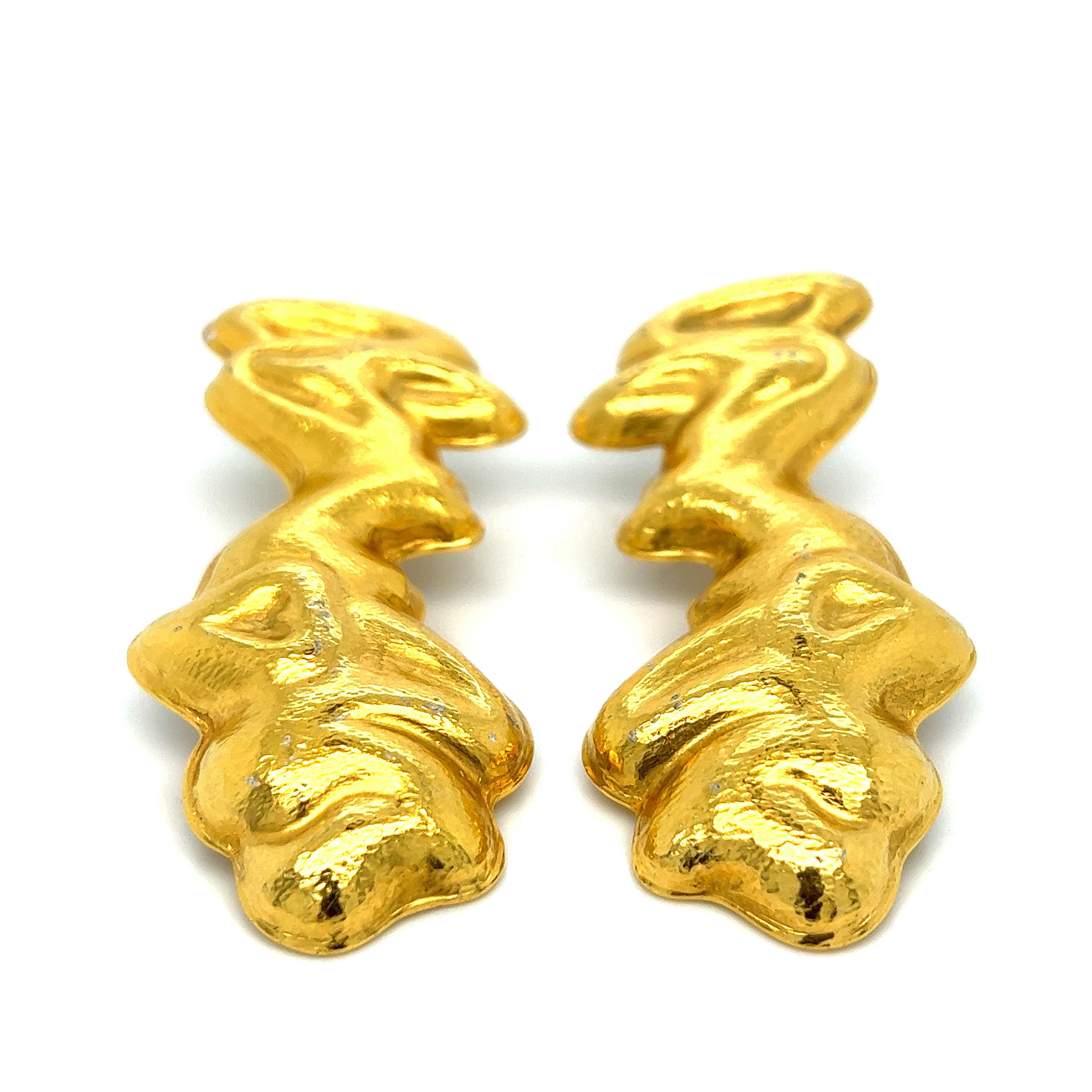 Women's Lalaounis Gold Drop Earrings  For Sale