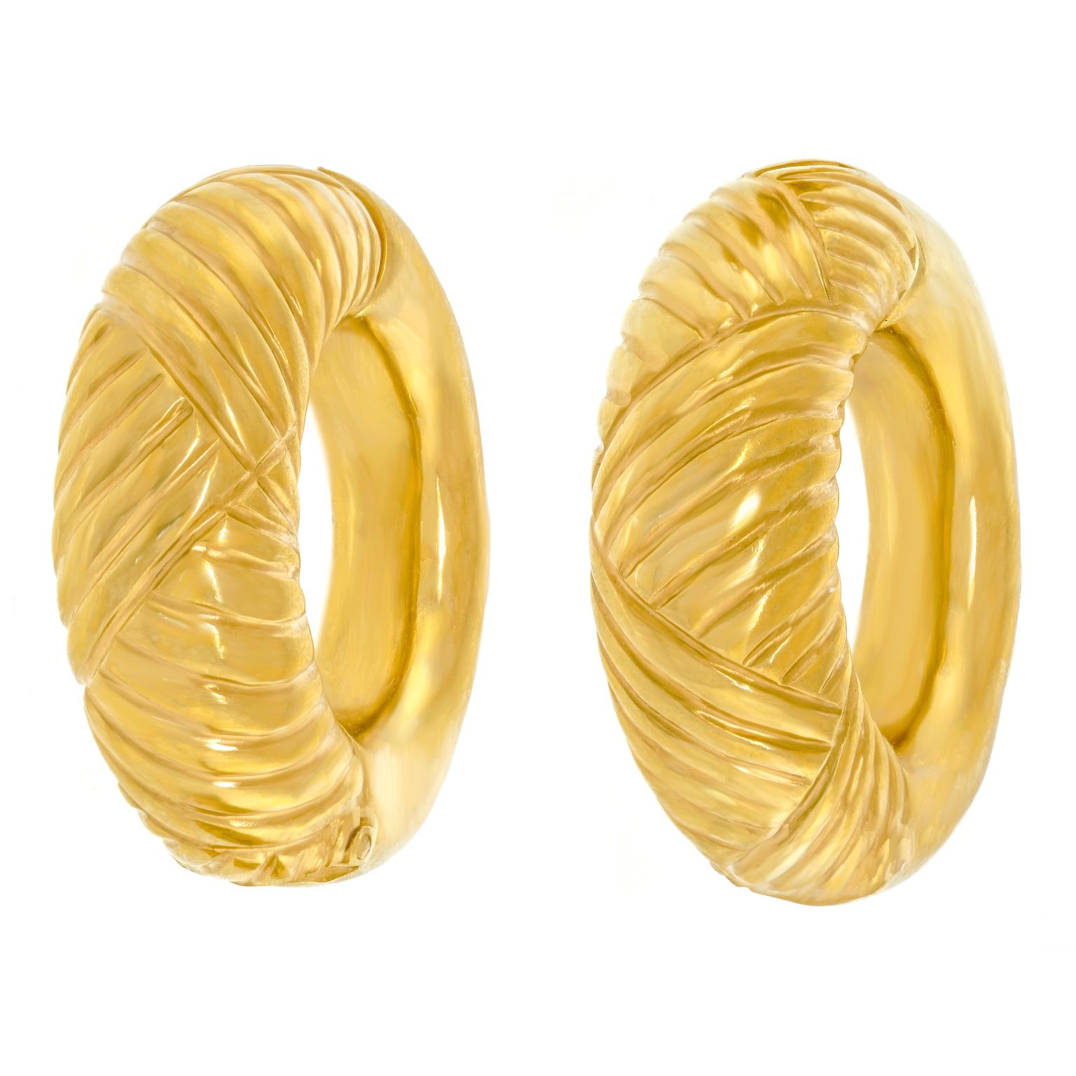 Lalaounis Gold Hoop Earrings In Good Condition In Litchfield, CT