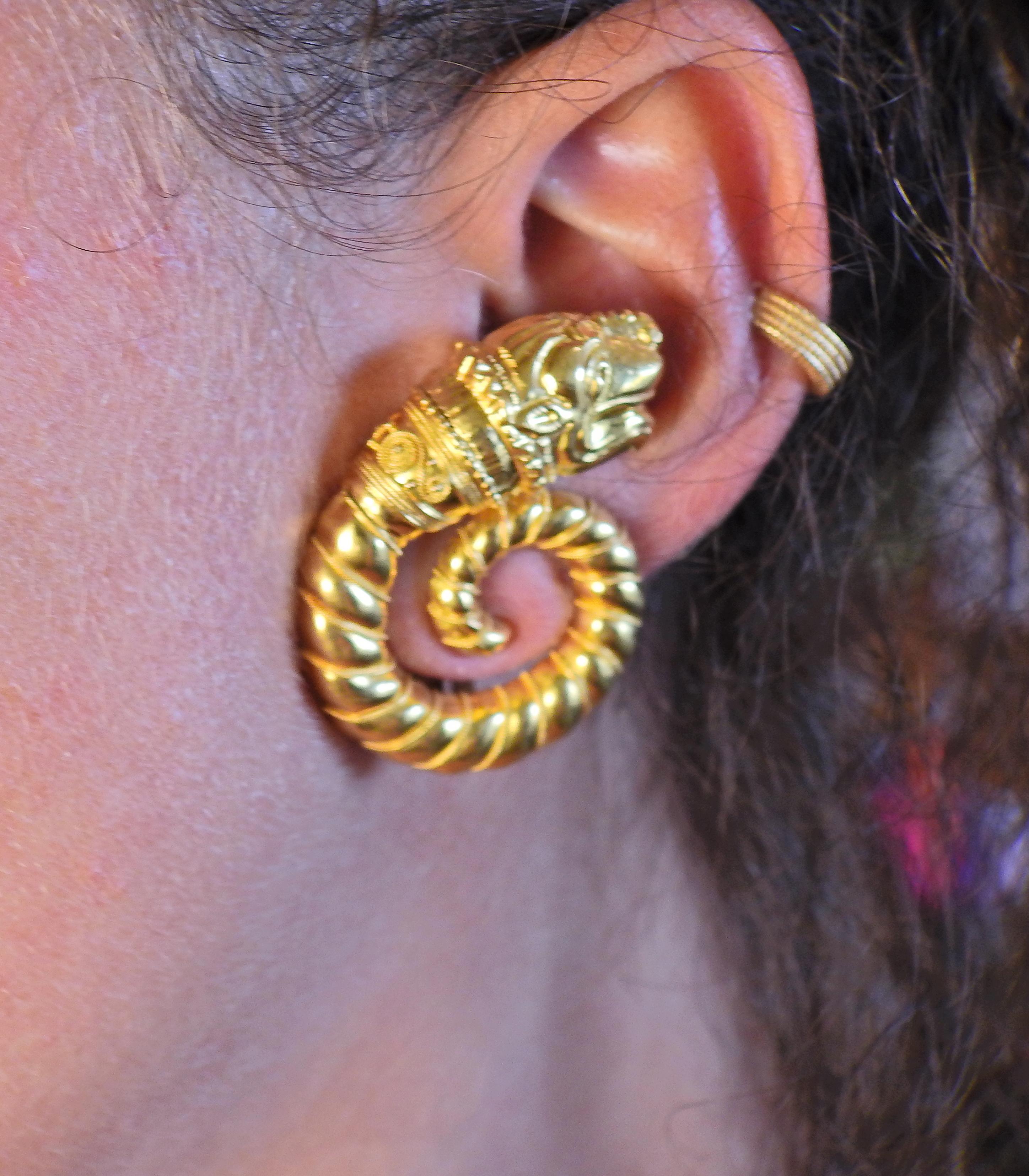 Women's Lalaounis Greece Chimera Gold Earrings