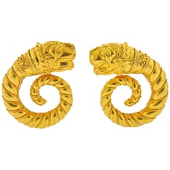 Lalaounis Greece Chimera Gold Earrings