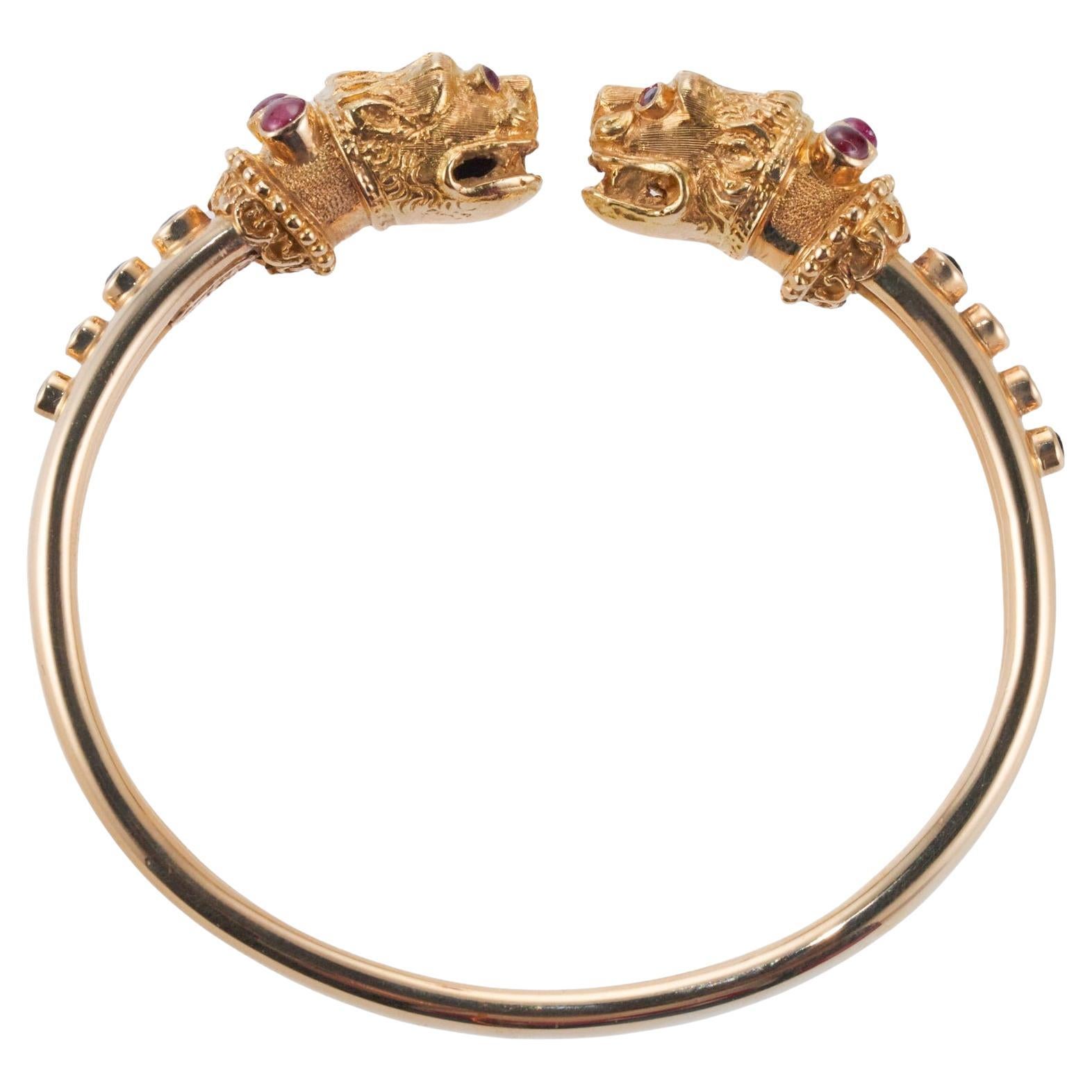 Lalaounis Greece Chimera Ruby Sapphire Gold Bracelet For Sale