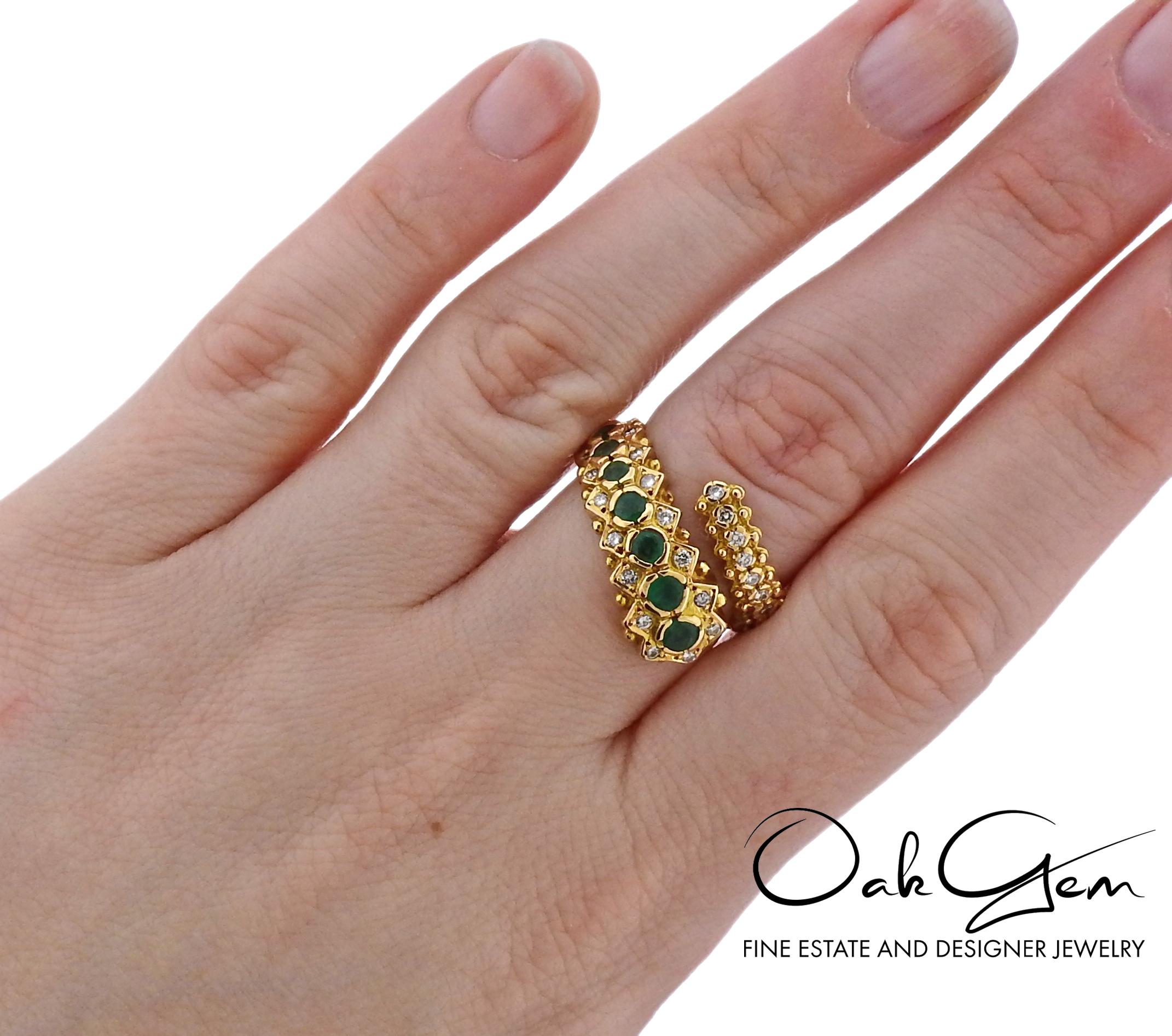 Lalaounis Greece Emerald Diamond Gold Ring 2