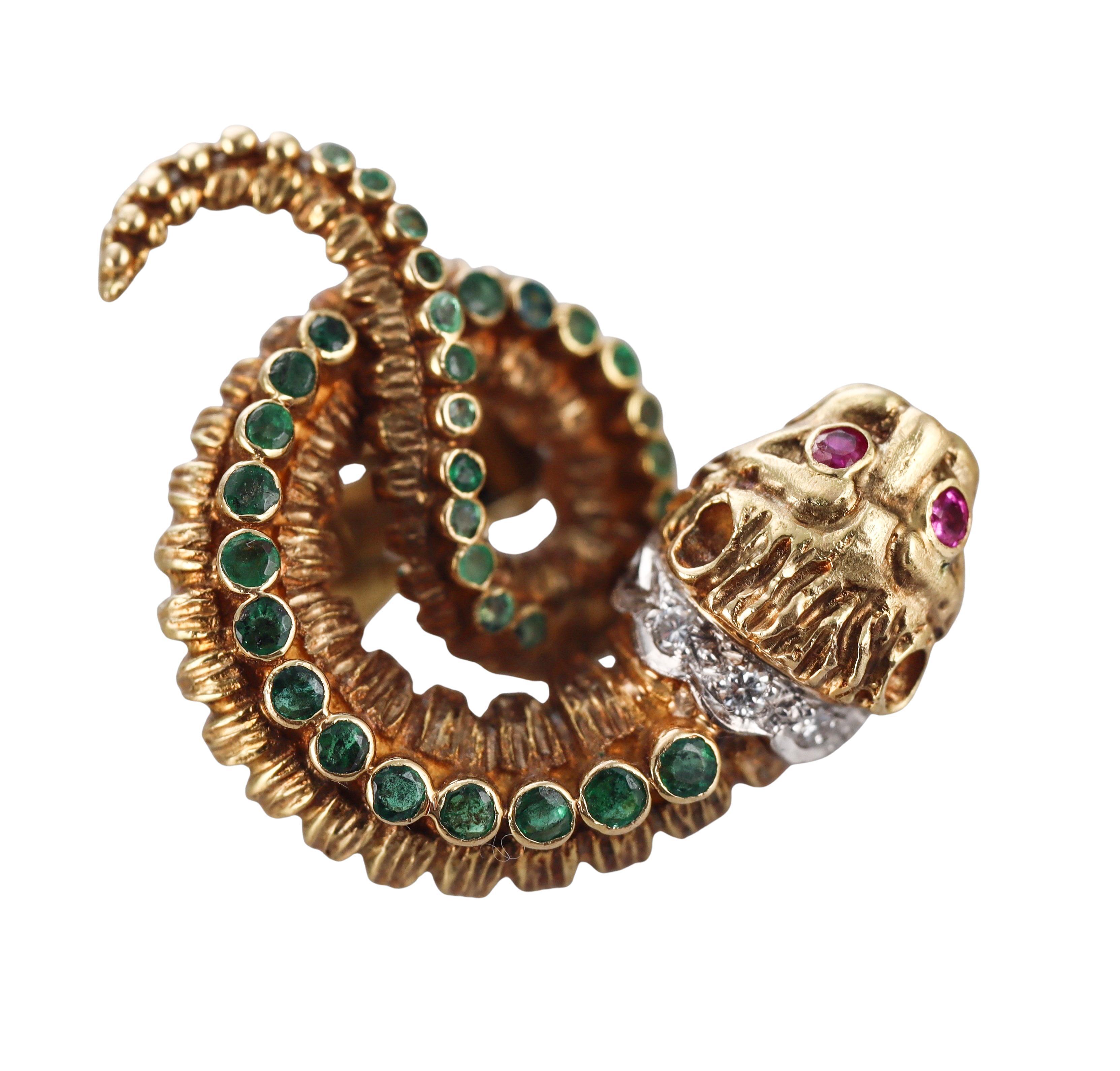 Chimera-Ohrringe von Lalaounis Griechenland, Smaragd, Diamant, Rubin, 18 Karat Gold im Zustand „Hervorragend“ im Angebot in New York, NY