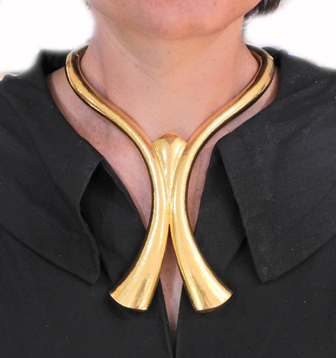 Lalaounis Greece Gold Collar Necklace For Sale 1