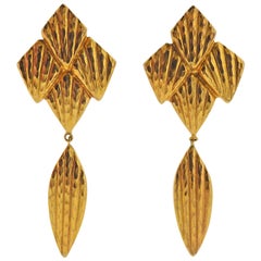 Lalaounis Greece Gold Drop Earrings