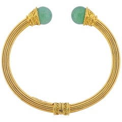 Lalaounis Greece Gold Sodalite Cuff Bracelet