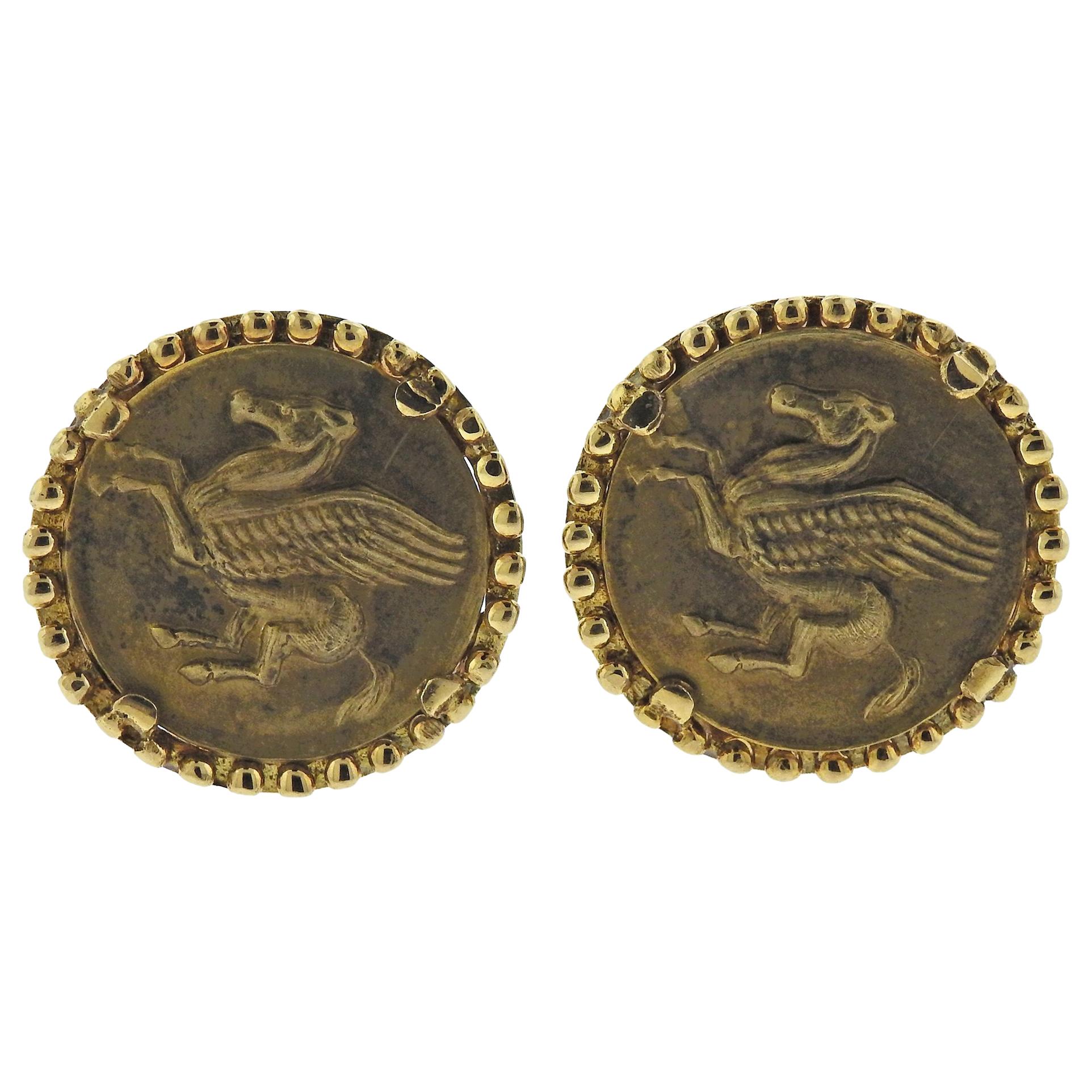 Lalaounis Greece Pegasus Gold Cufflinks