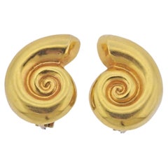 Goldohrringe mit Muschelmotiv von Lalaounis Griechenland