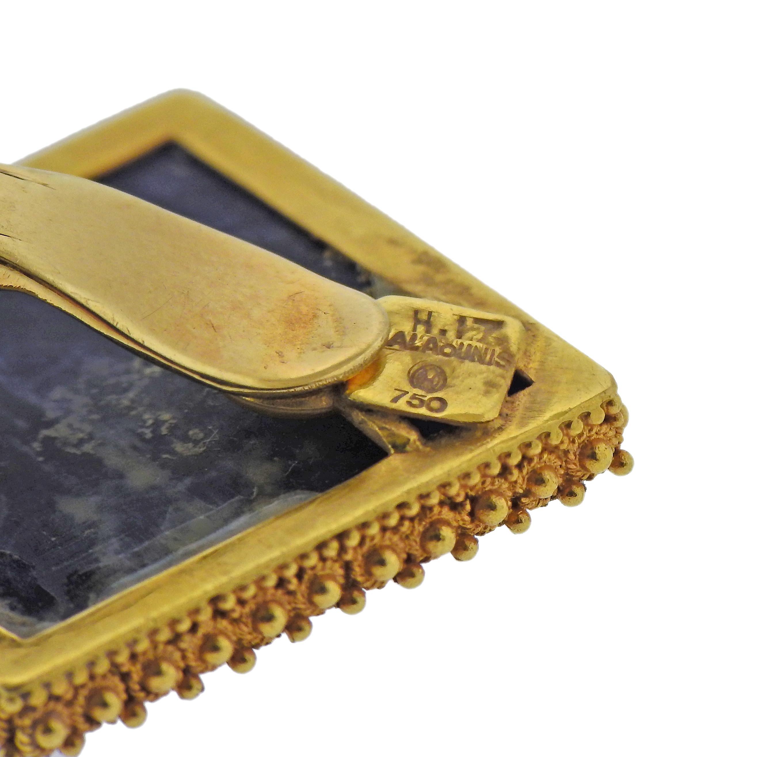 Griechische Sodalit-Ohrringe aus Gold von Lalaounis im Zustand „Hervorragend“ im Angebot in New York, NY