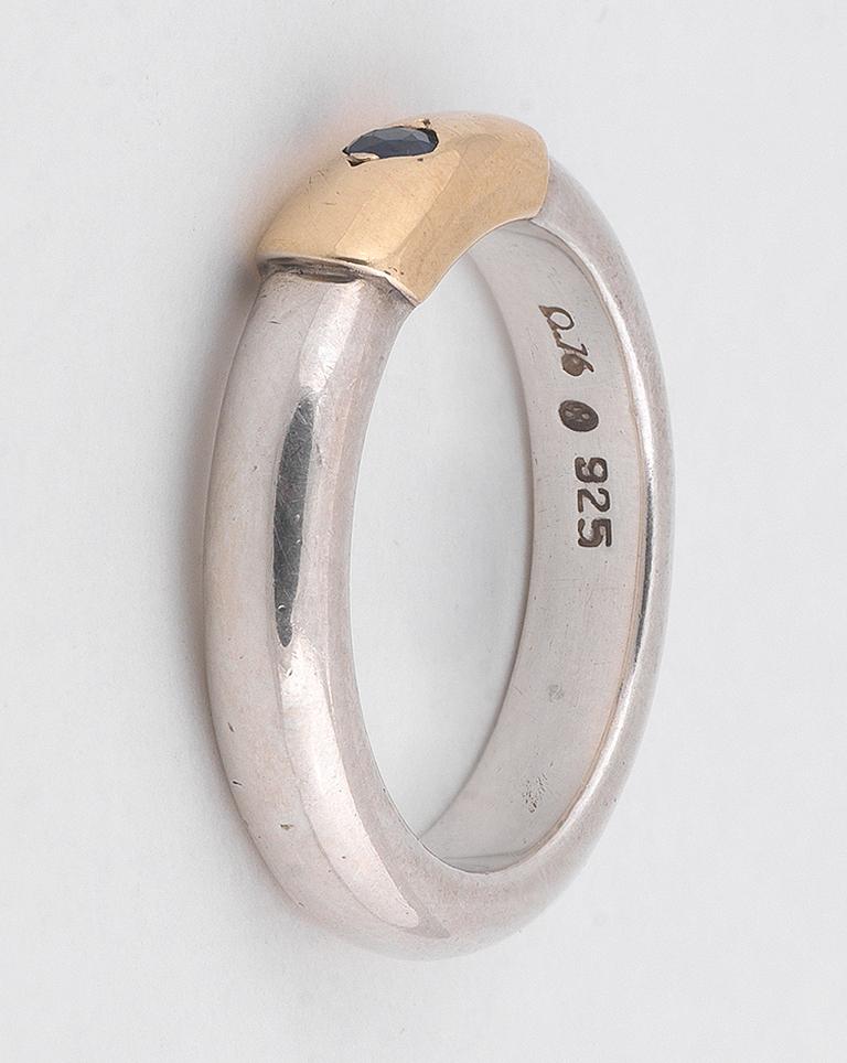 Retro Lalaounis Greece Sterling 18 Karat Gold Sapphire Ring