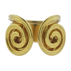 Lalaounis Greece Swirl Motif Gold Cuff Ring