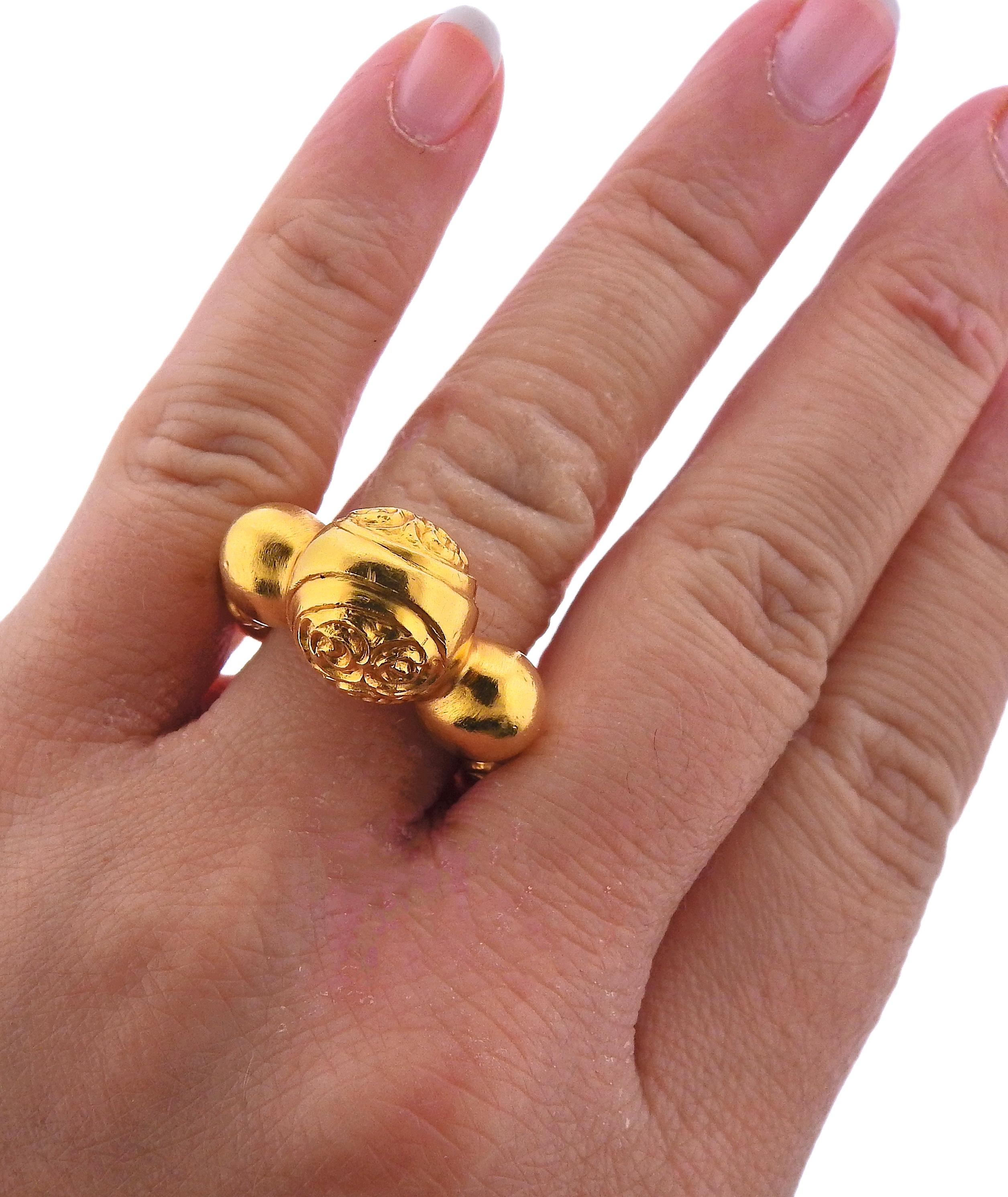 Lalaounis Greece Yellow Gold Ring In Excellent Condition For Sale In New York, NY