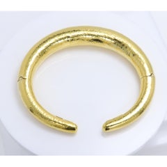 LALAoUNIS Hammered Bangle 18k Yellow Gold Cuff Bracelet Vintage