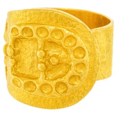 Lalaounis Hammered Gold Buckle Ring