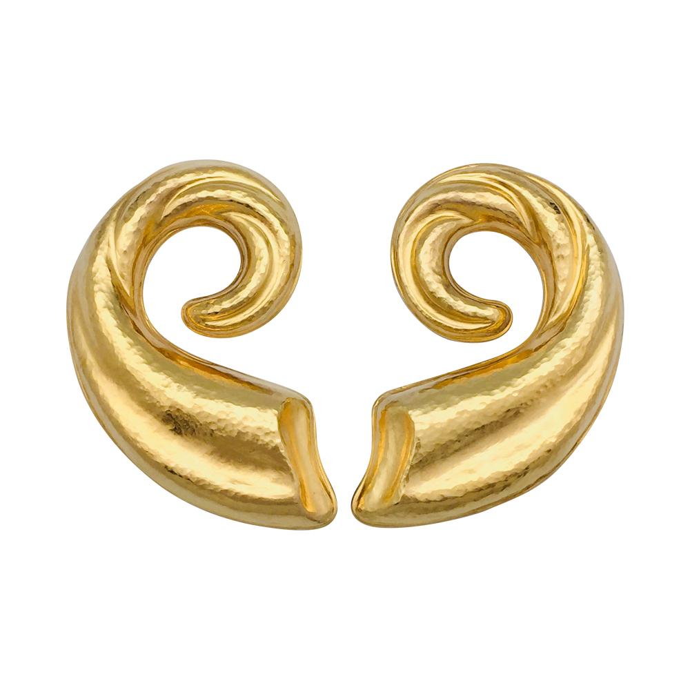 Lalaounis Hammered Yellow Gold Earrings