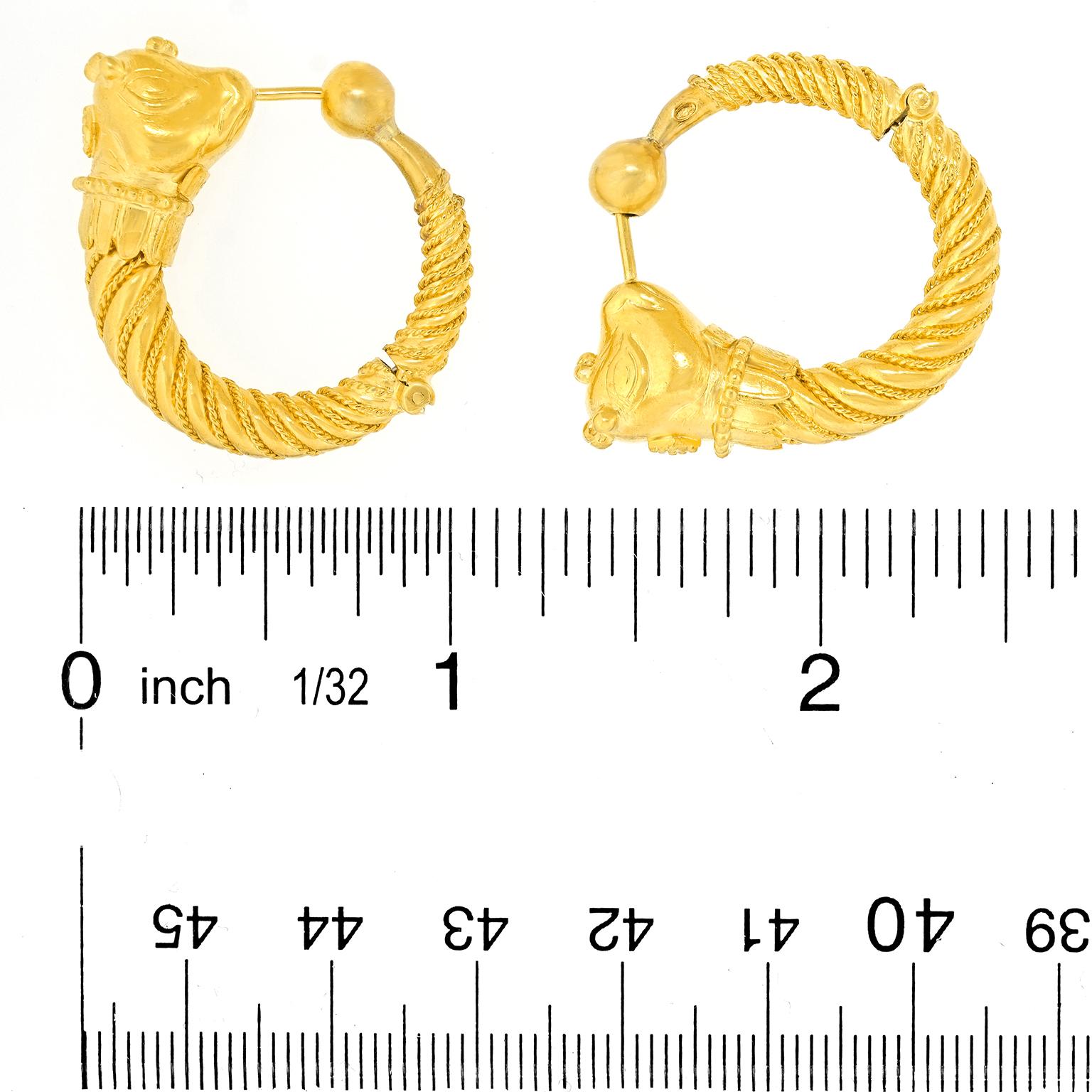 Lalaounis Hellenistic Cow Hoop Earrings For Sale 1
