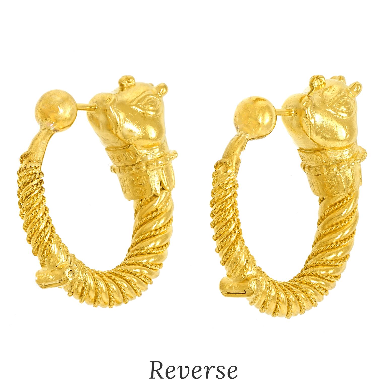 Lalaounis Hellenistic Cow Hoop Earrings For Sale 2