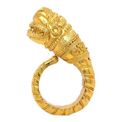 Lalaounis Iconic Ornate Dragon Gold Ring Estate Fine Jewelry