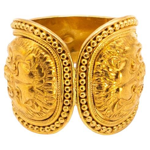 Lalaounis Lion Head Carved Band Ring
