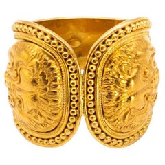 Vintage Lalaounis Lion Head Carved Band Ring