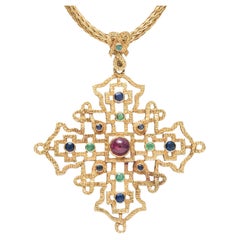 Lalaounis Maltese Multigem Cross Necklace