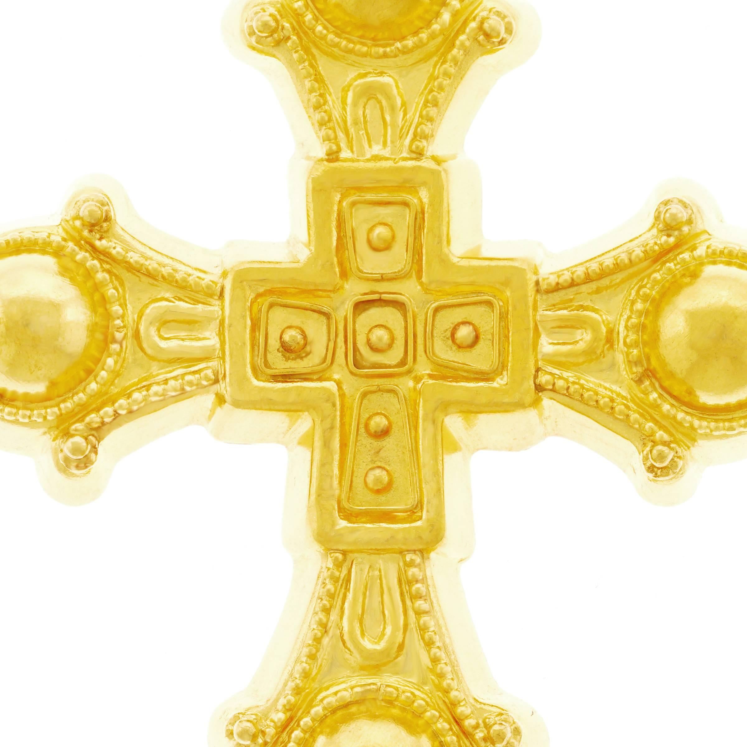 Women's or Men's Lalaounis Medieval High Karat Gold Cross