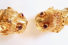 Lalaounis Necklace 18 Kt Yellow Gold Sapphires Rubies Lion Heads Necklace