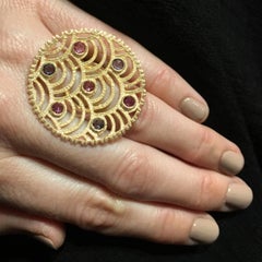 LALAoUNIS Nubia Ring in 18k Yellow Gold with Light Pink and Blue Sapphires