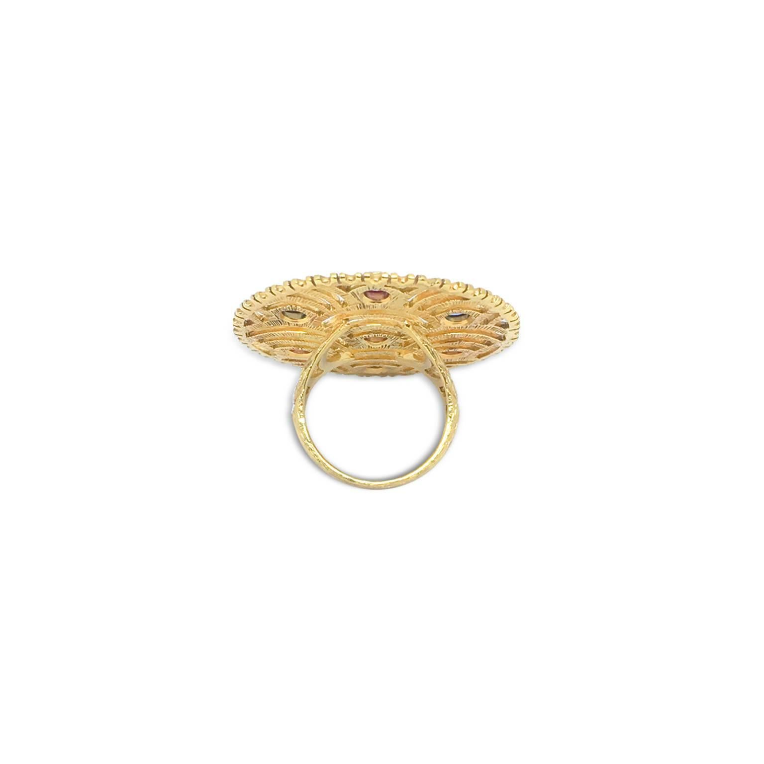Women's LALAoUNIS Nubia Ring in 18k Yellow Gold with Light Pink and Blue Sapphires For Sale