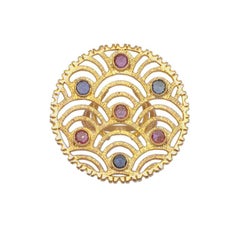 LALAoUNIS Nubia Ring in 18k Yellow Gold with Light Pink and Blue Sapphires