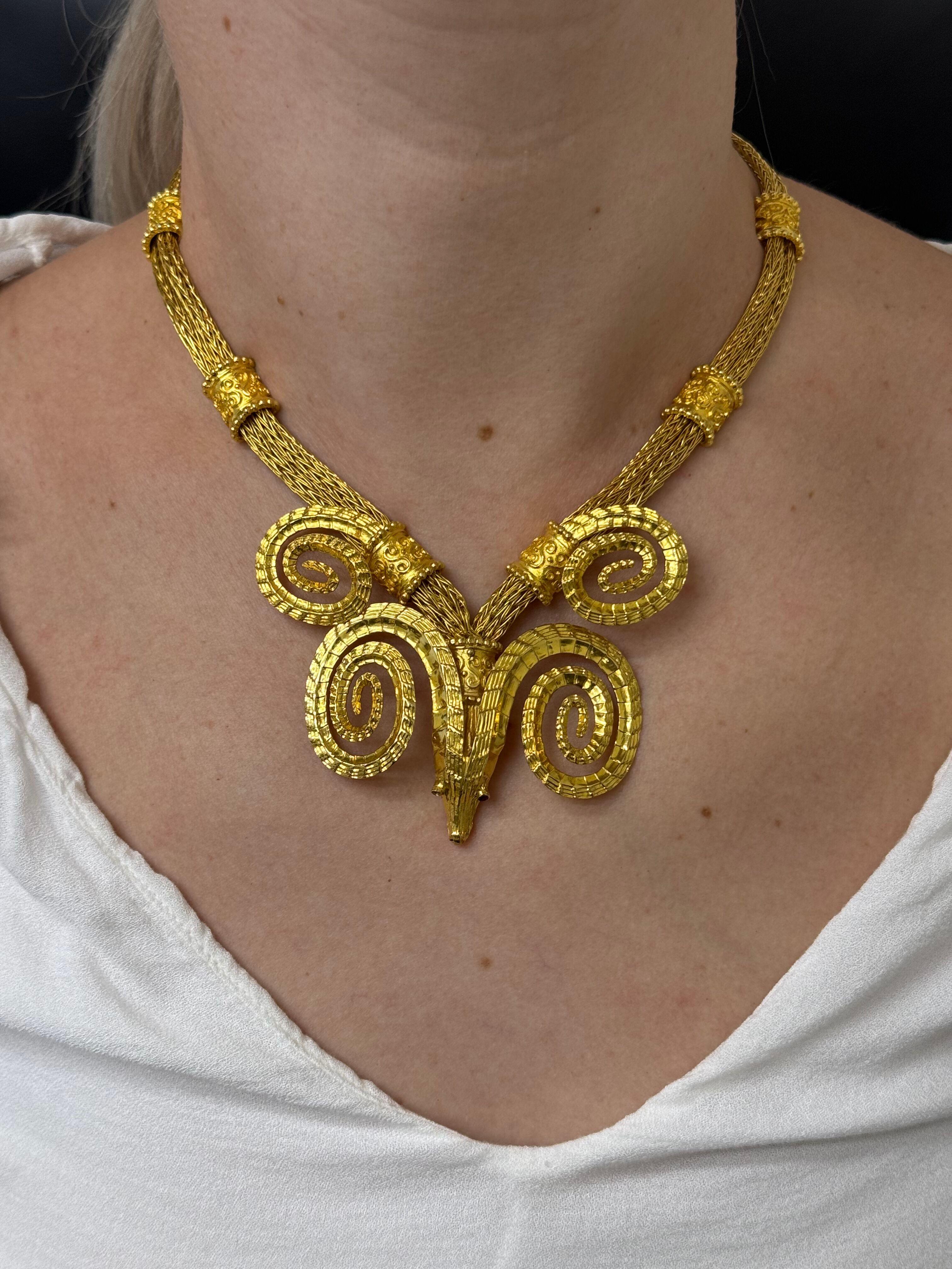 Lalaounis of Greece Gold Ram's Head Ruby Necklace 4