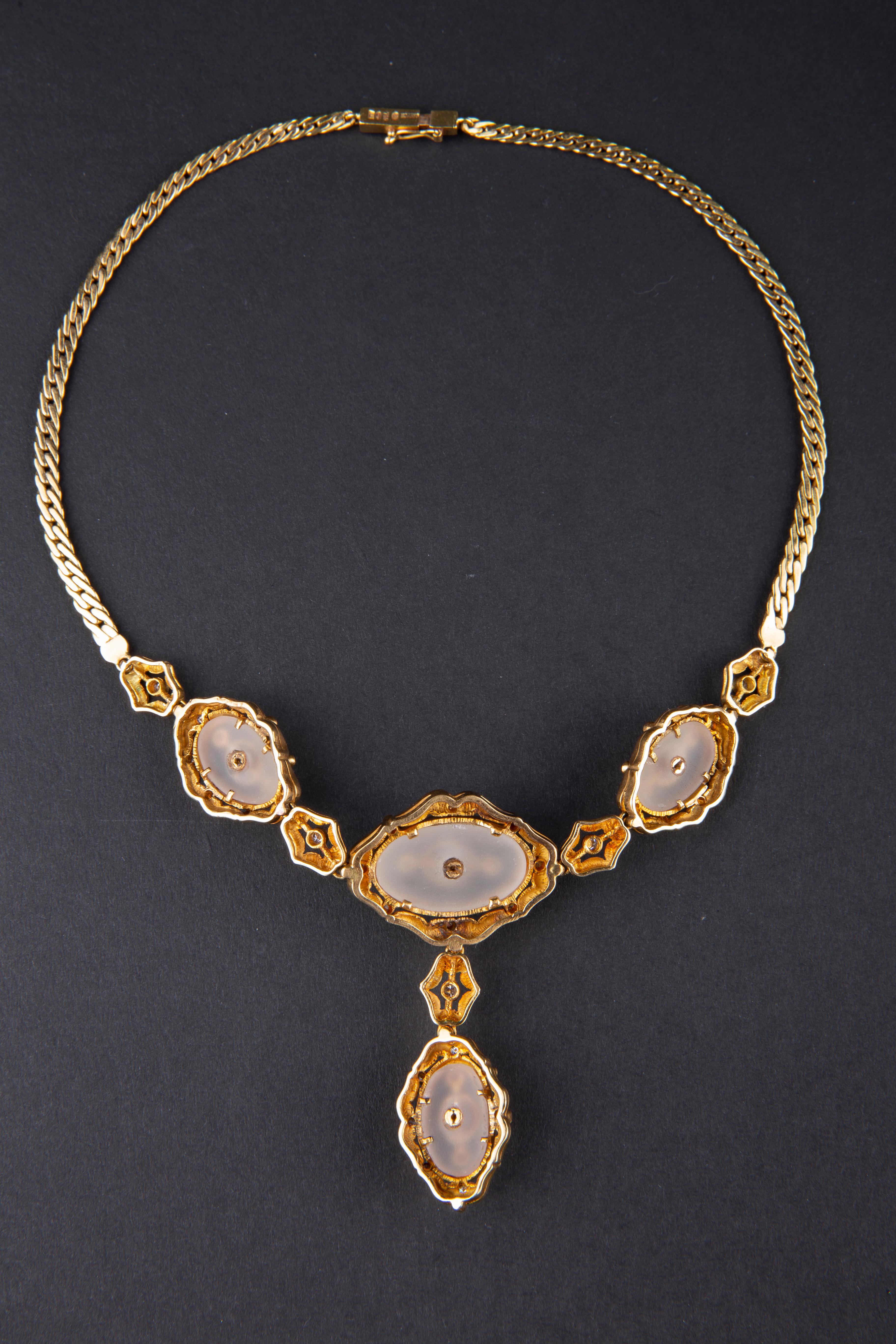 18 Karat Gold Halskette und Ohrclips von Lalaounis mit Rubin-Cabochon und Bergkristall im Angebot 6