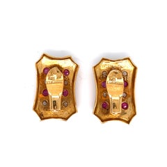 Lalaounis Ruby Diamond Gold Ear Clips (Clips d'oreilles en or)