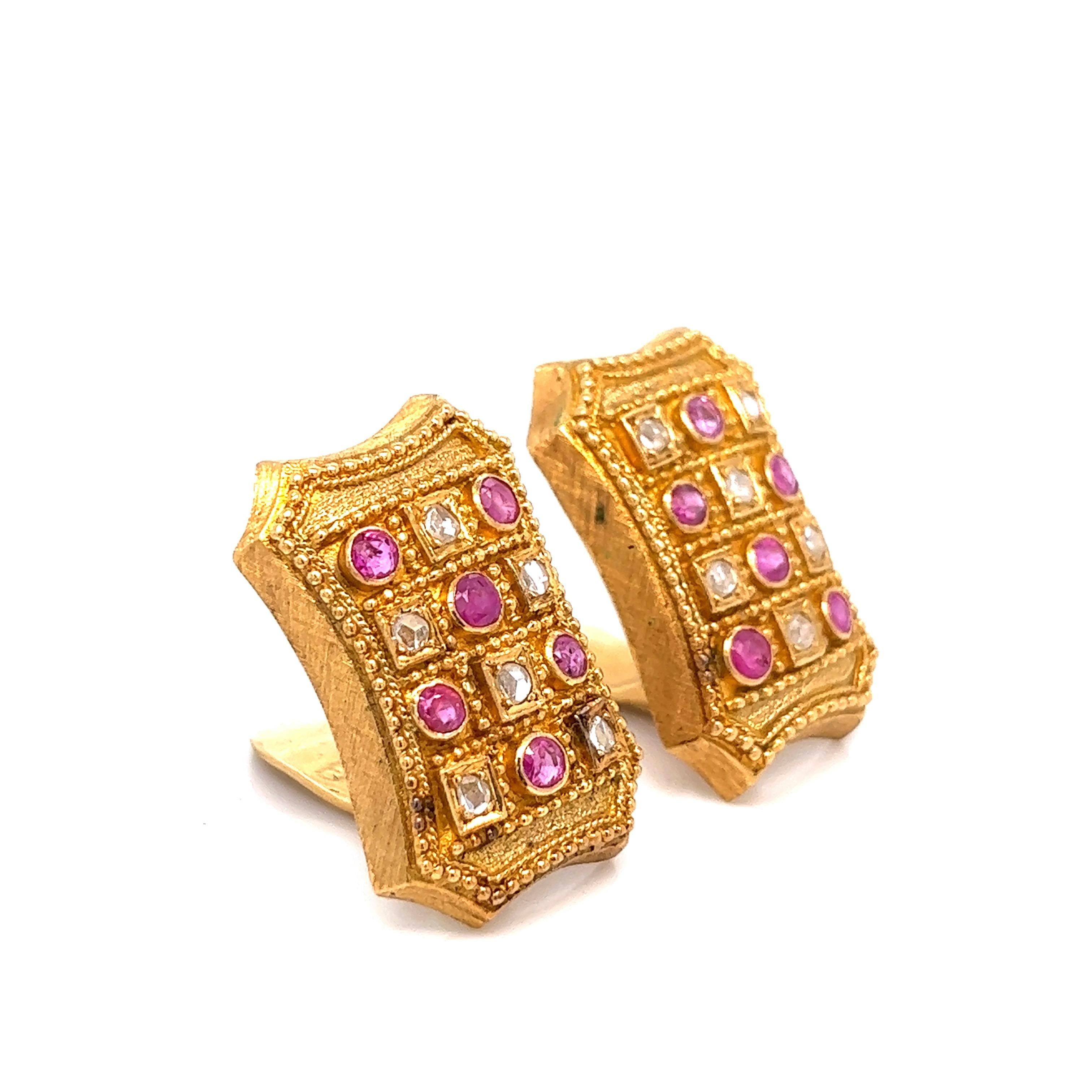 Women's Lalaounis Ruby Diamond Gold Ear Clips For Sale